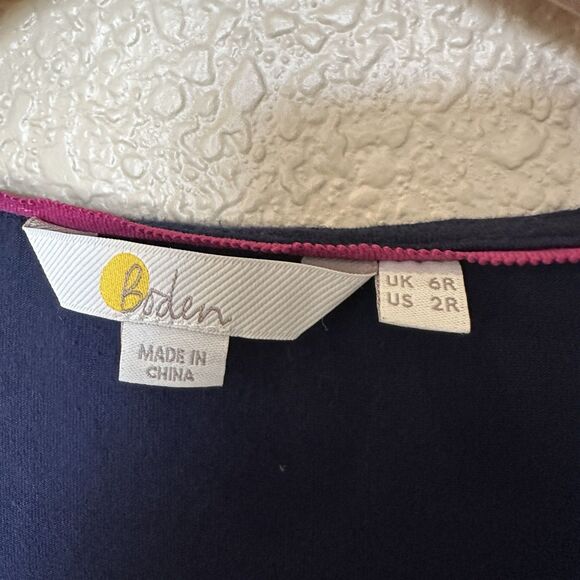 Boden Sabina Jersey Knit Navy Blue Stretch V-Neck Dress 2R US Buttons - Picture 4 of 4